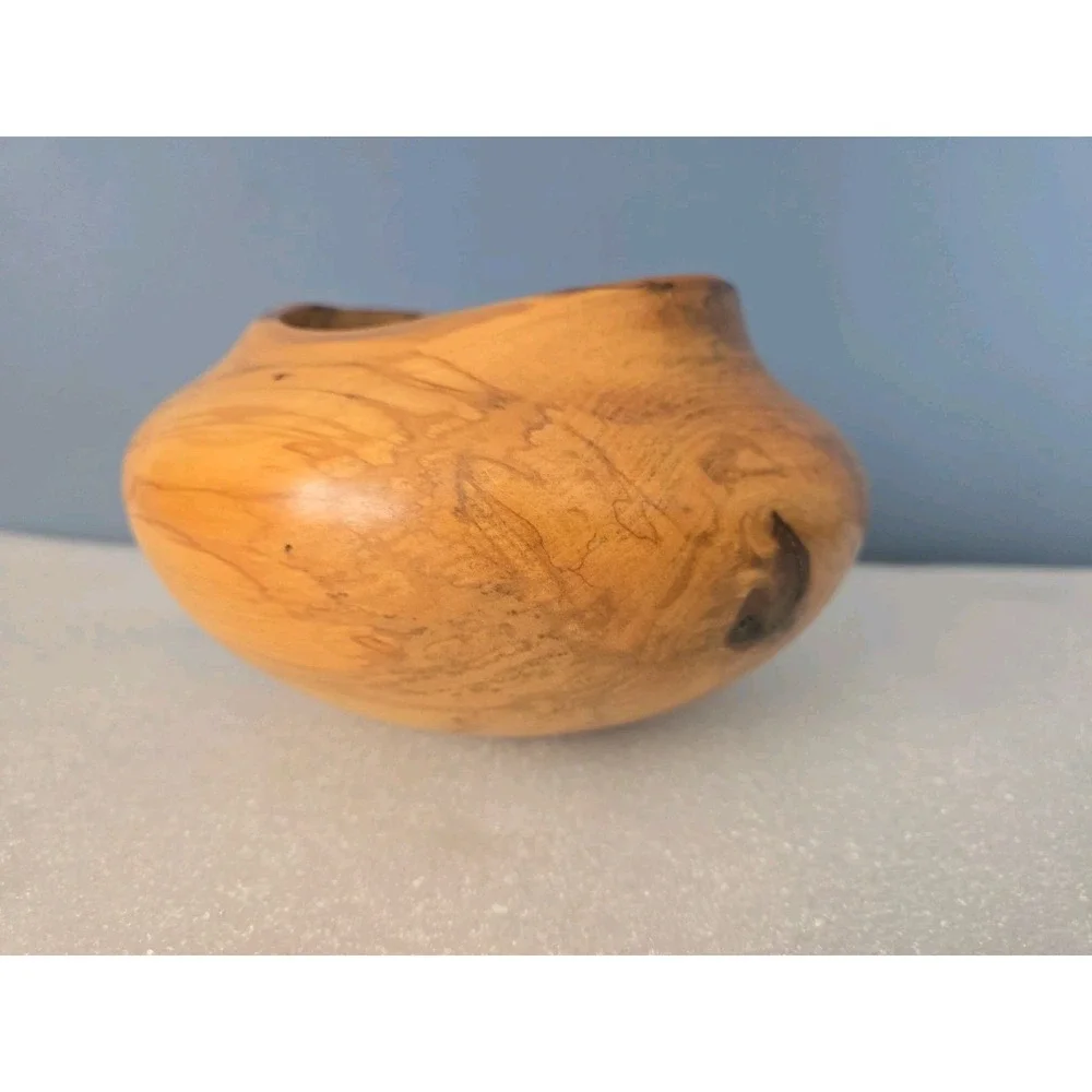 Hand‎ Turned Spalted Maple Wood Bowl Signed